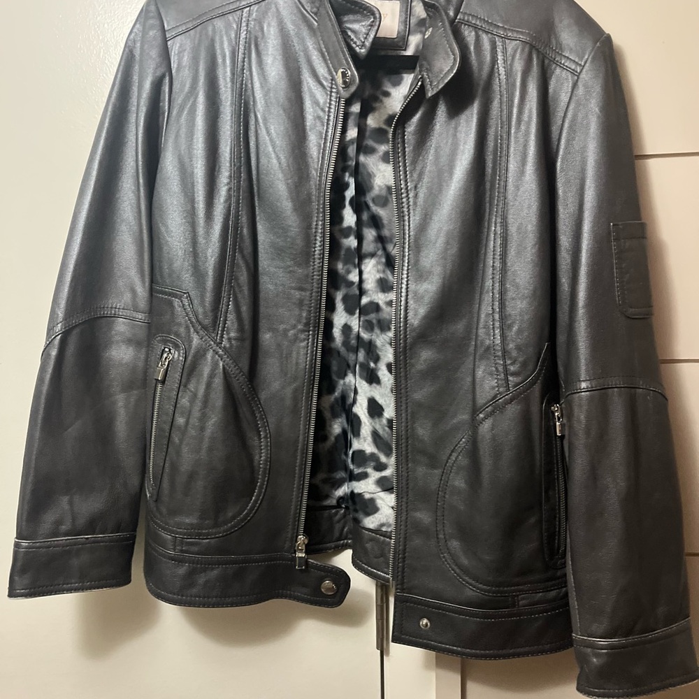 Laundry By Shelli Segal Gray Leather Jacket